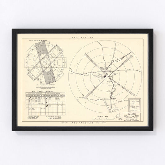 vintage map of Walker Air Force Base vicinity, Roswell, 1951
