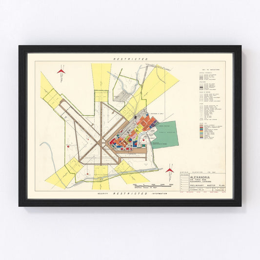 Vintage map of Alexandria Air Force Base, Louisiana, 1952 - restored print
