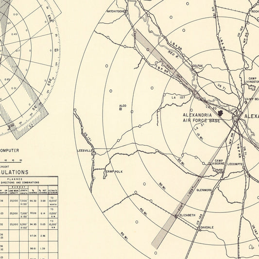 Vintage Map of Alexandria Air Force Base Vicinity, 1952