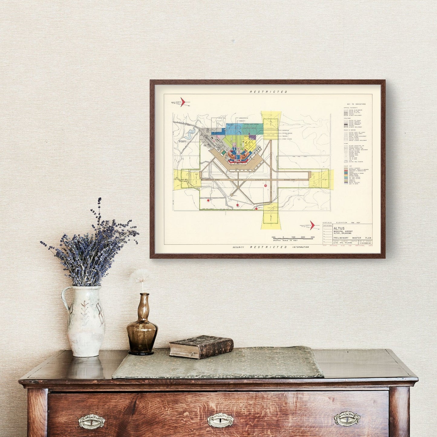 Vintage Map of Altus Municipal Airport, Oklahoma, 1952