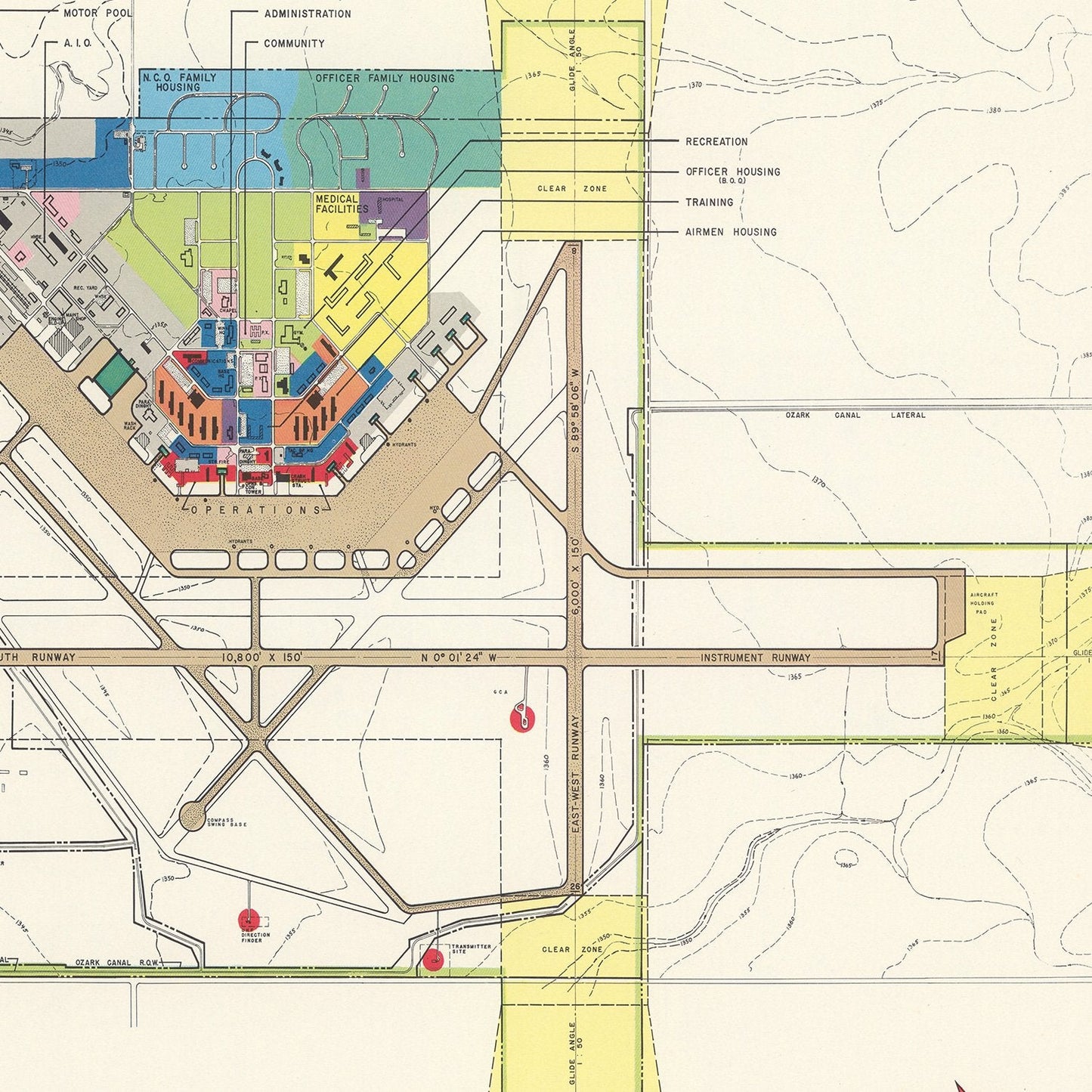 Vintage Map of Altus Municipal Airport, Oklahoma, 1952