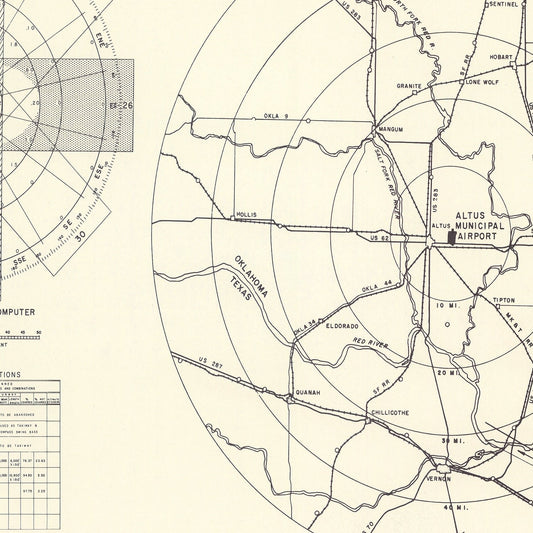 Vintage Map of the Altus Municipal Airport Vicinity, 1952