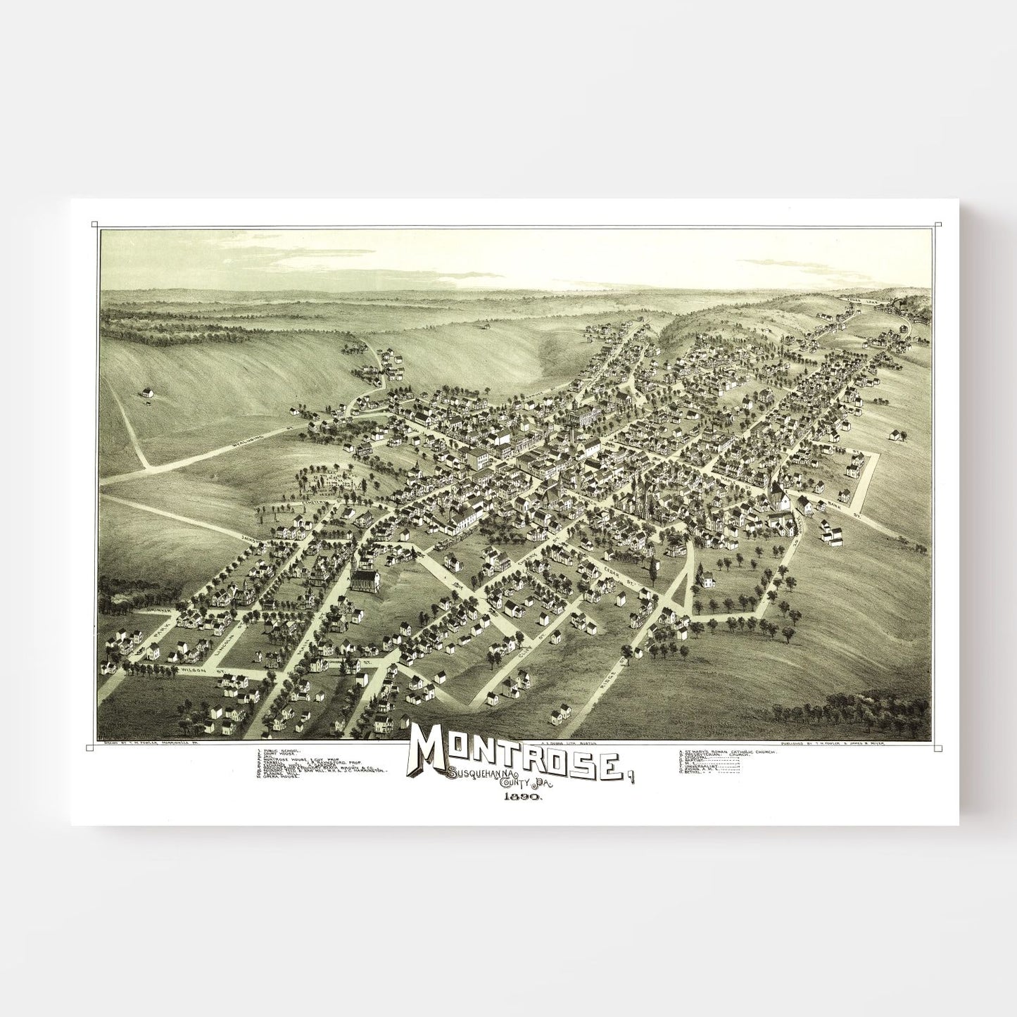 Vintage Map of Montrose, Pennsylvania, 1890