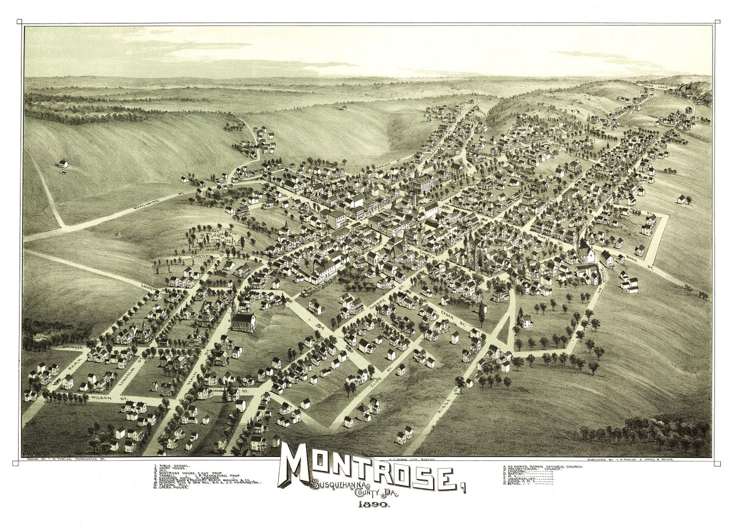 Vintage Map of Montrose, Pennsylvania, 1890