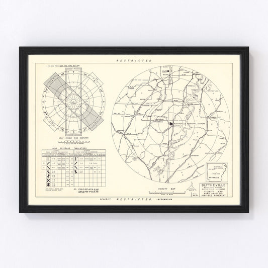 Vintage map of Blytheville Municipal Airport vicinity, Arkansas, 1952