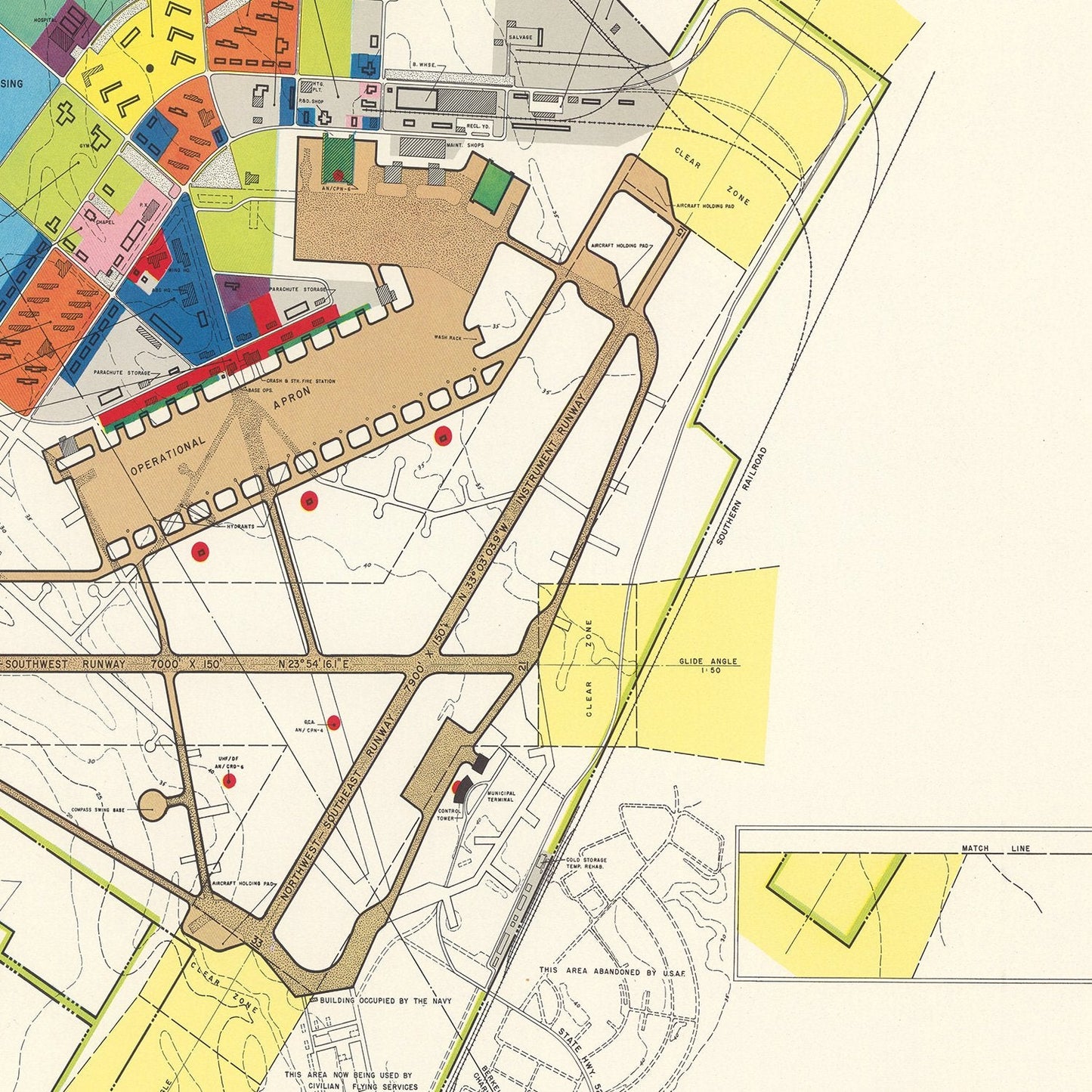 Vintage Map of Charleston Municipal Airport, 1952 Wall Art