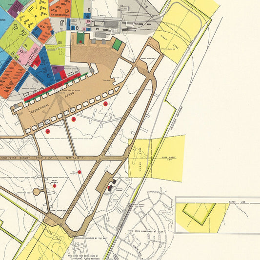 Vintage Map of Charleston Municipal Airport, 1952 Wall Art