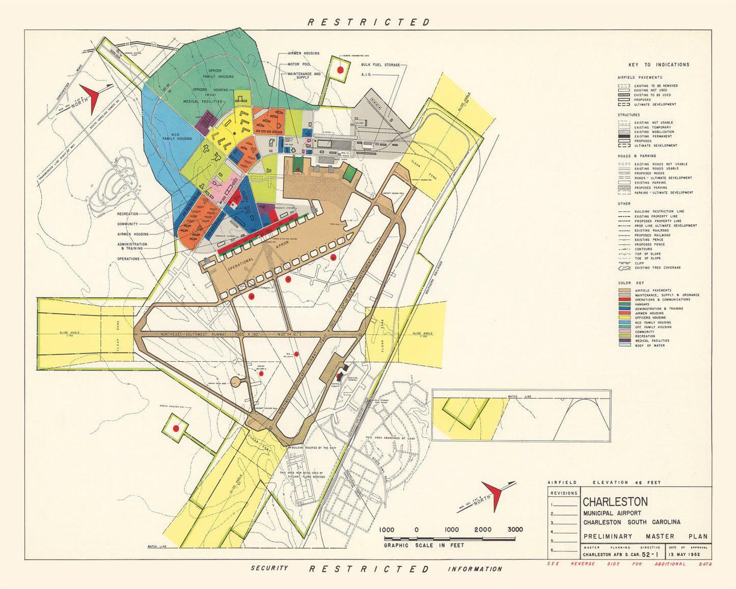 Vintage Map of Charleston Municipal Airport, 1952 Wall Art