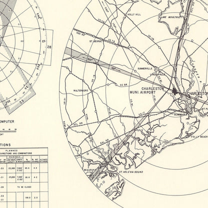 Vintage Map of Charleston Municipal Airport Vicinity, 1952