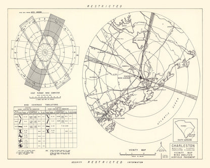 Vintage Map of Charleston Municipal Airport Vicinity, 1952