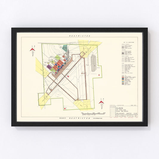Vintage map of Clovis Air Force Base, New Mexico, 1952