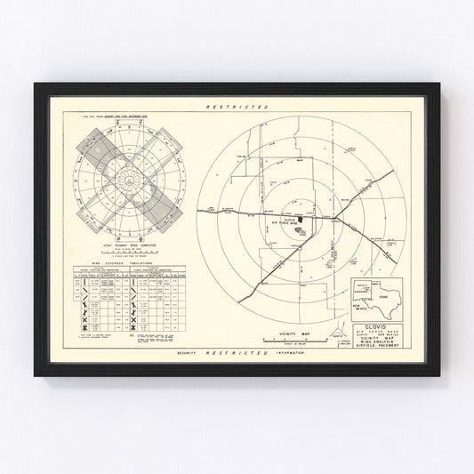 vintage map of Clovis Air Force Base vicinity, New Mexico, 1952