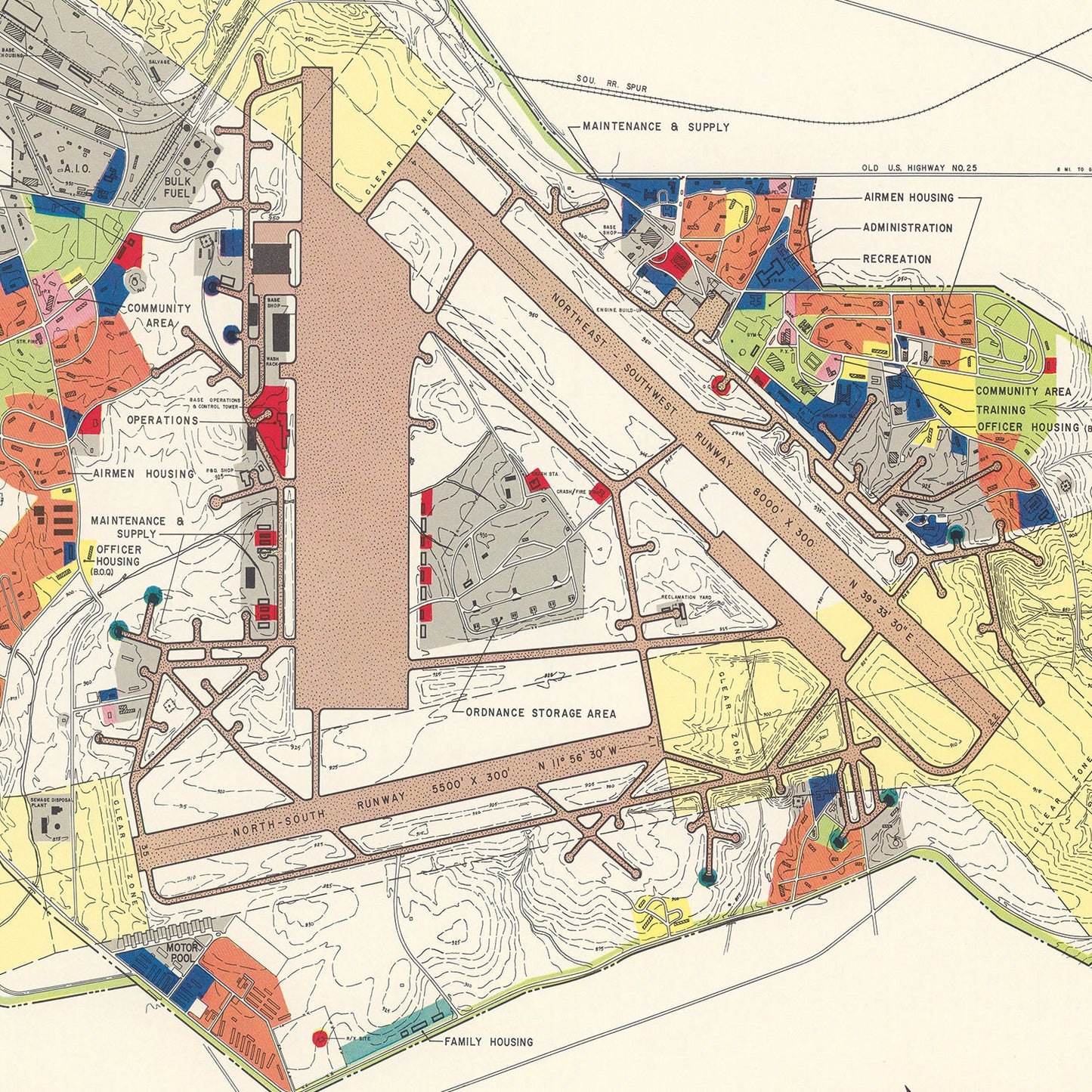 Vintage Map of Greenville, South Carolina, 1952