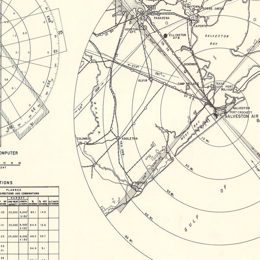 Vintage Map of Galveston Air Force Base Vicinity, Texas, 1952