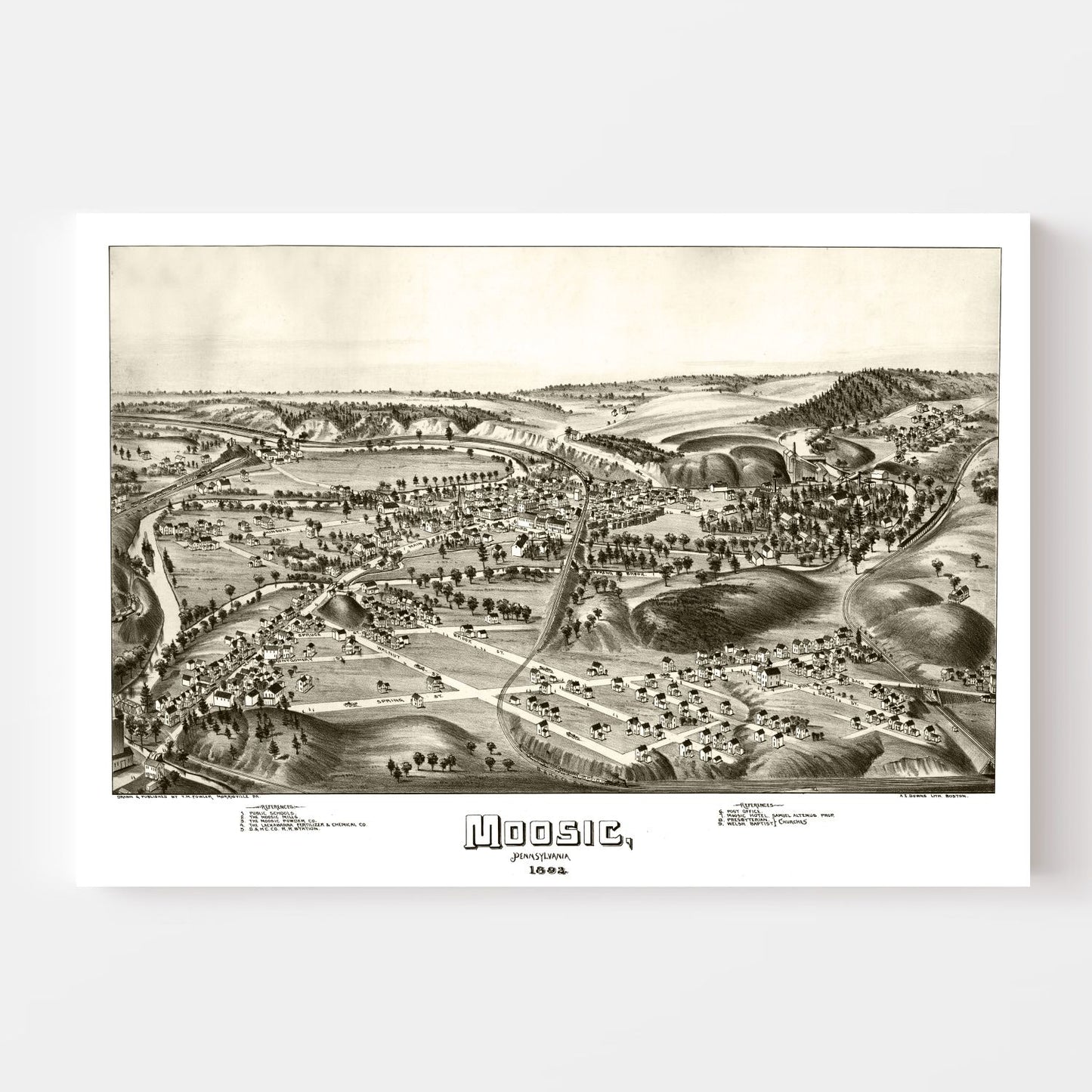 Vintage Map of Moosic, Pennsylvania, 1892