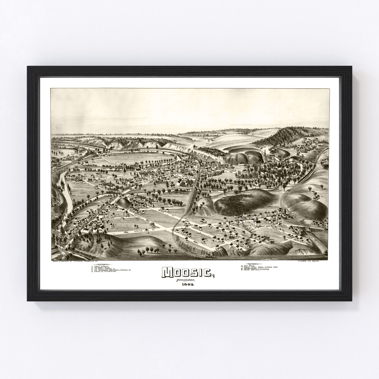 Vintage map of Moosic, Lackawanna County, Pennsylvania, 1892