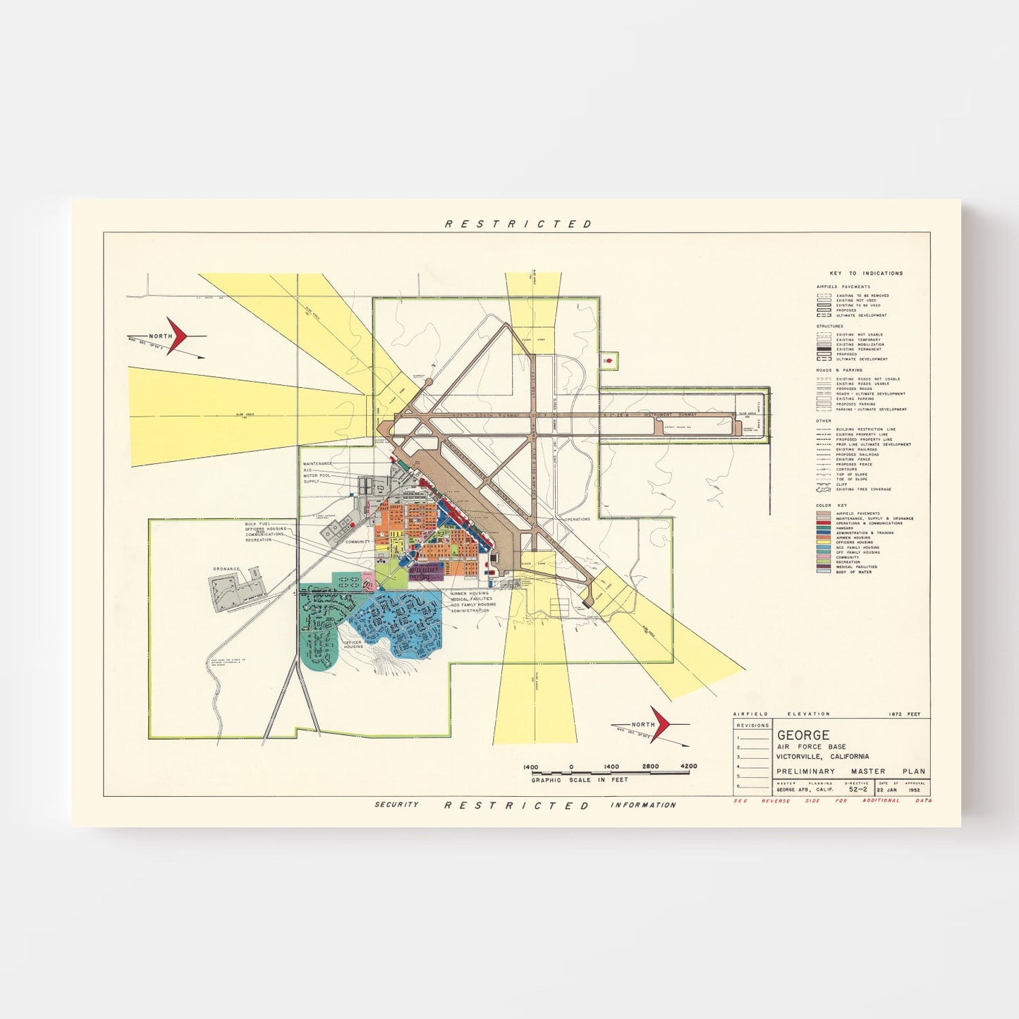Vintage Map of George Air Force Base, Victorville, 1952