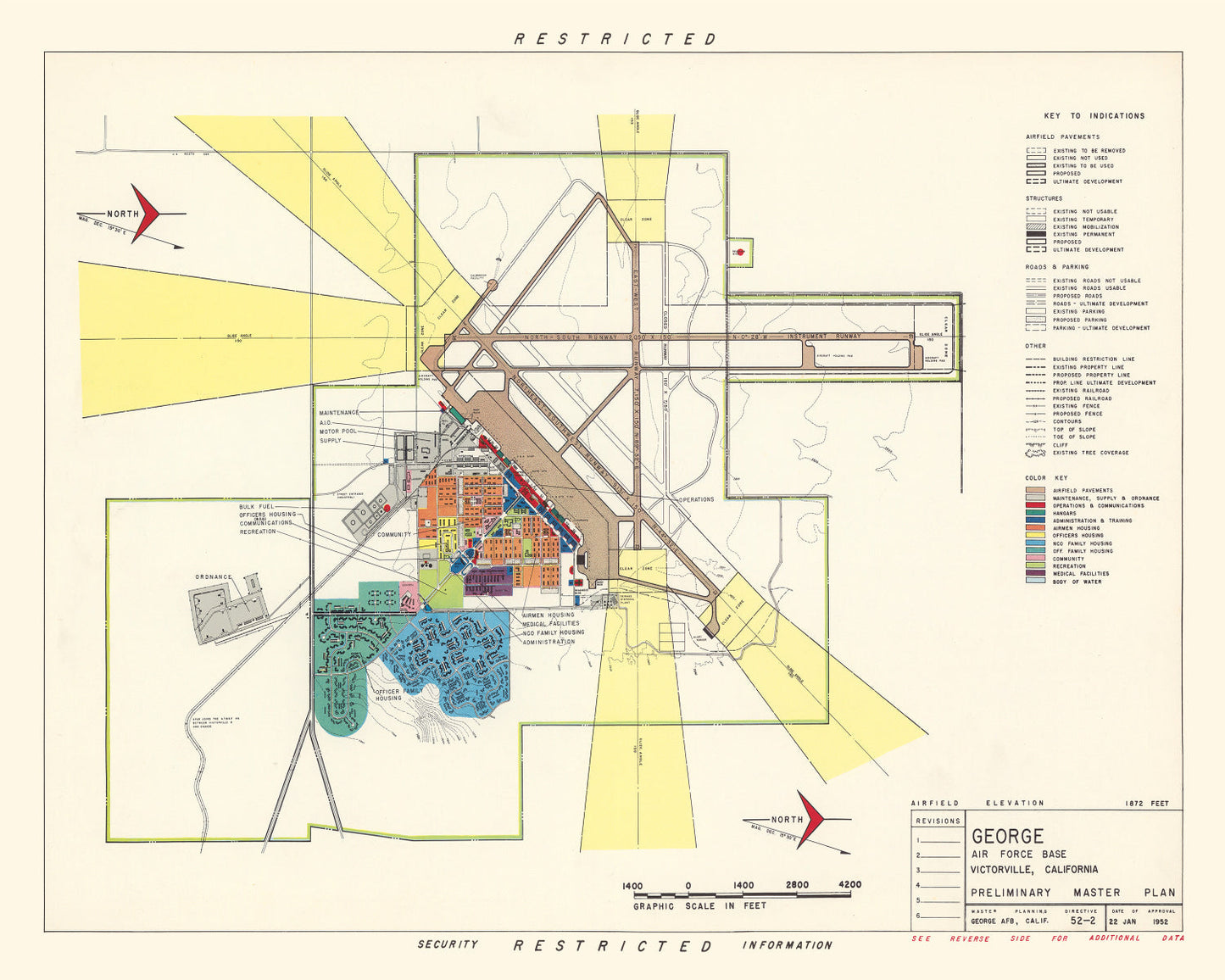 Vintage Map of George Air Force Base, Victorville, 1952