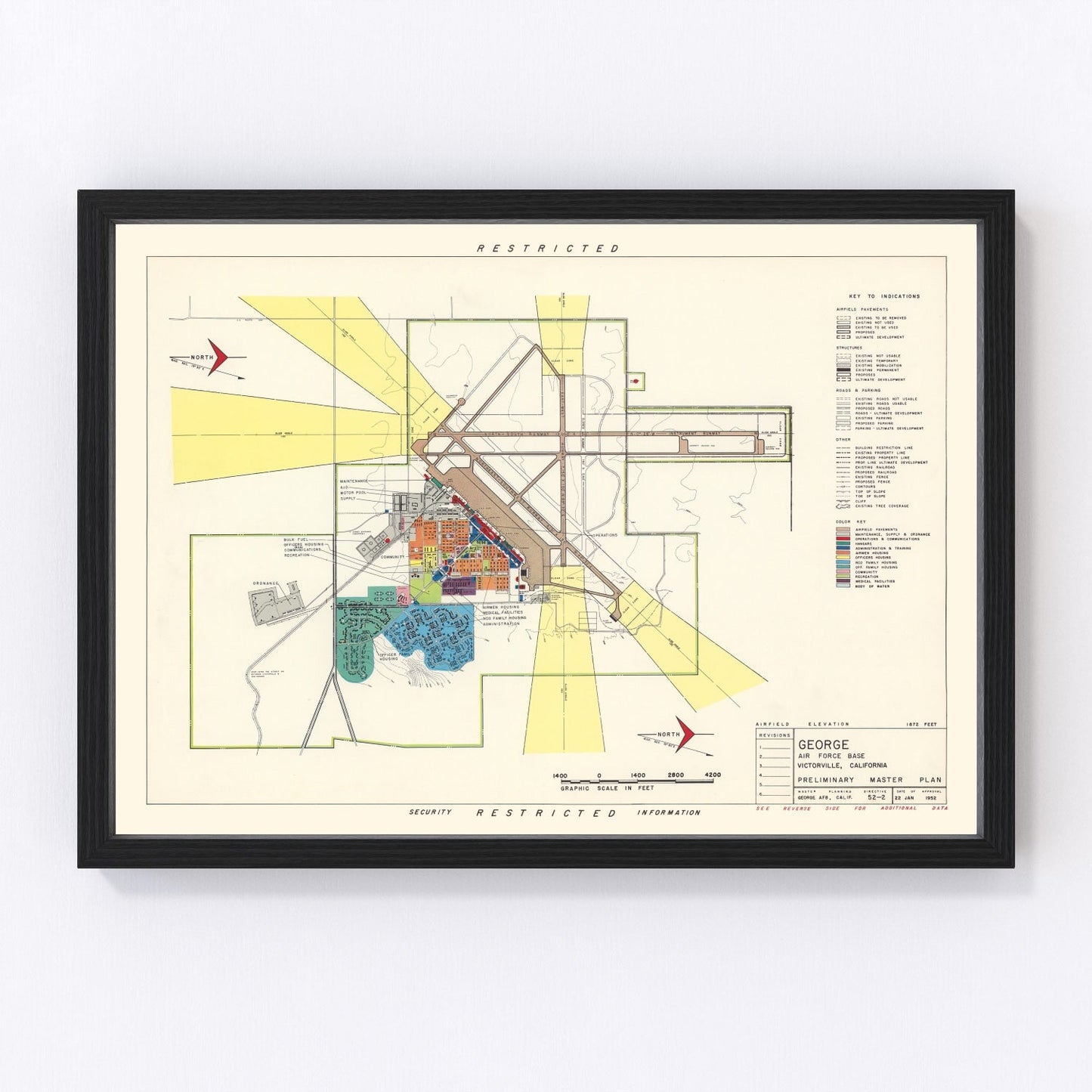 Vintage map of George Air Force Base, Victorville, 1952