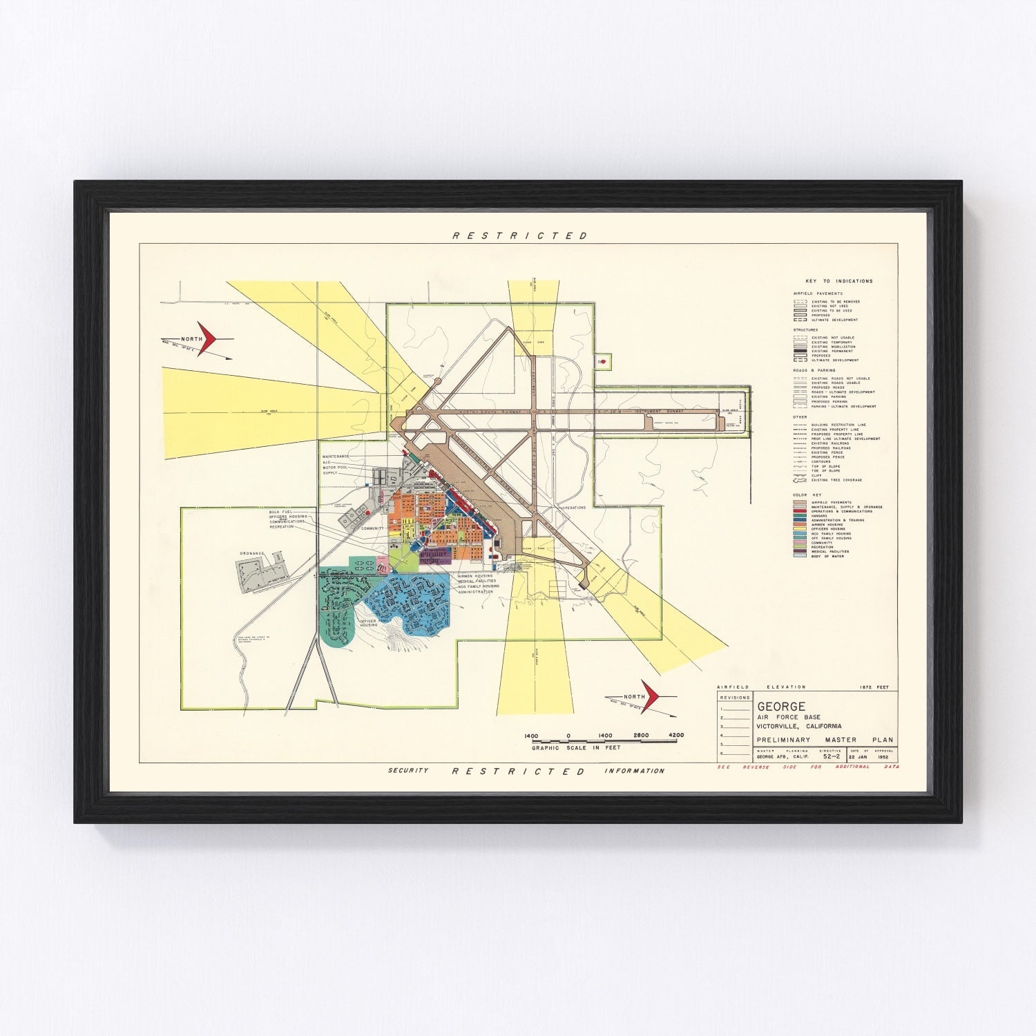 Vintage map of George Air Force Base, Victorville, 1952