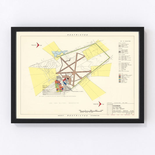 Vintage map of Godman Air Force Base, Fort Knox, Kentucky, 1951