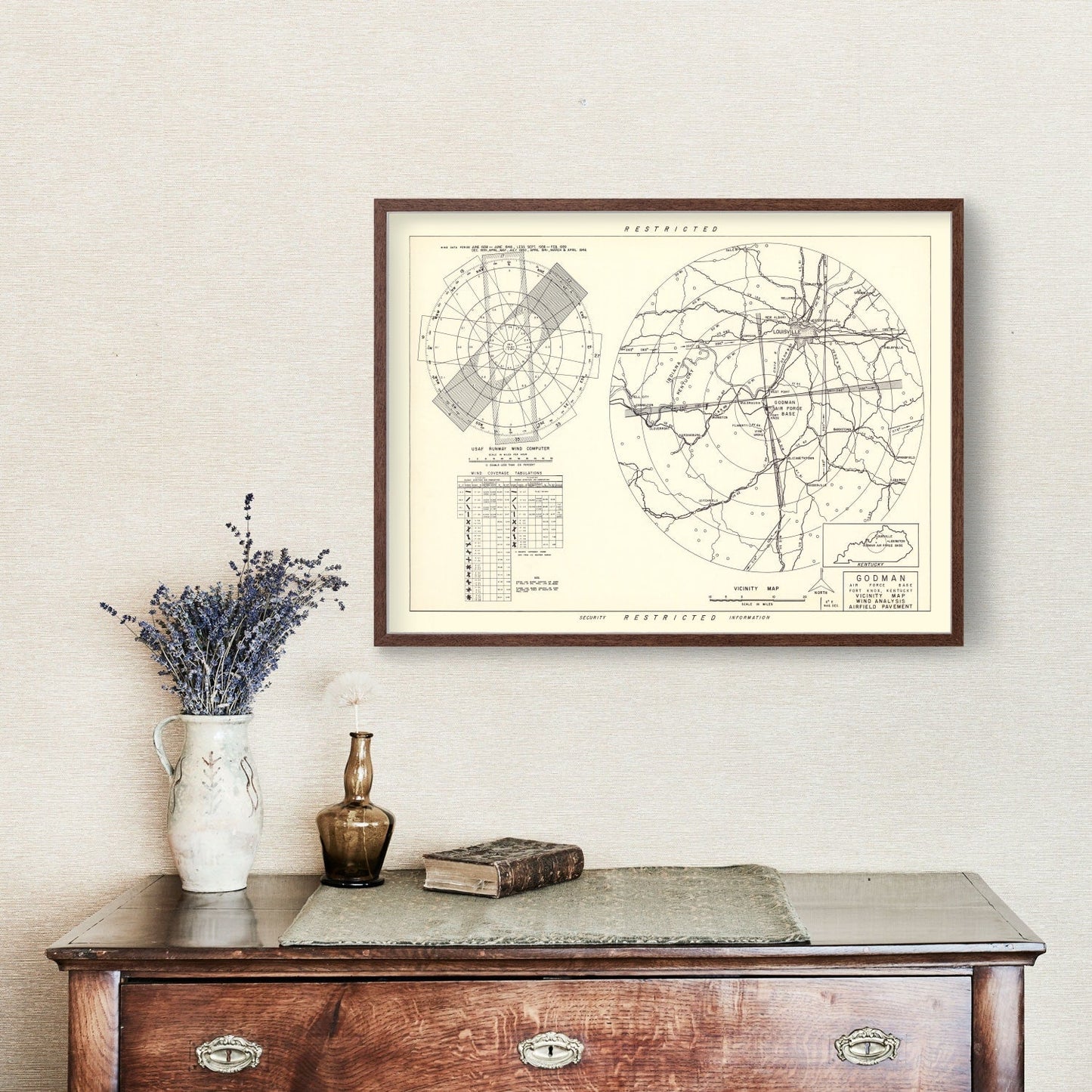 Vintage Map of Godman Air Force Base Vicinity, Kentucky, 1951