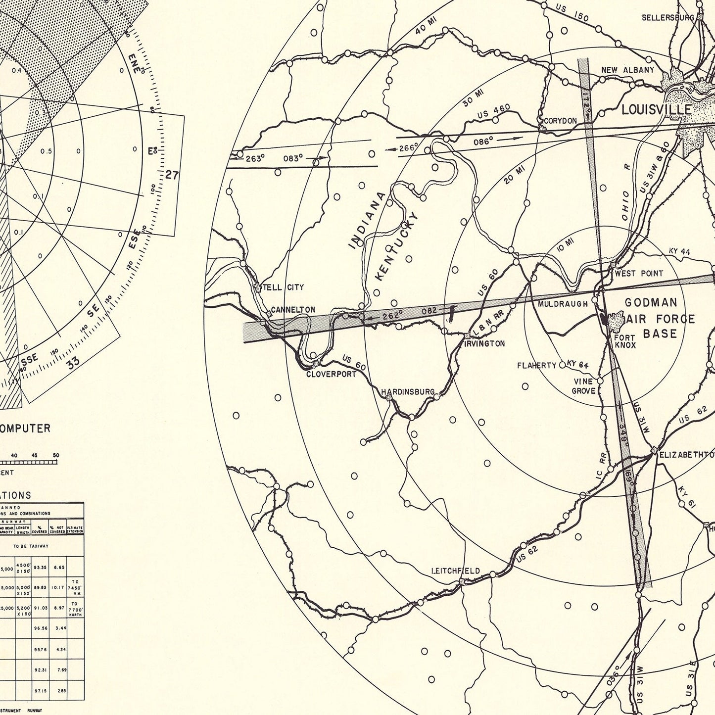 Vintage Map of Godman Air Force Base Vicinity, Kentucky, 1951