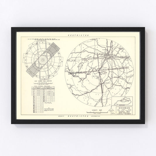 vintage map of Godman Air Force Base, Fort Knox, Hardin County, Kentucky, 1951