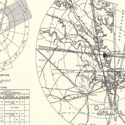Vintage Map of Langley Air Force Base Vicinity, Virginia, 1951