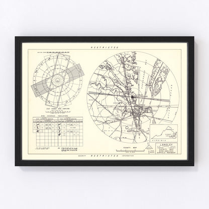 vintage map of Langley Air Force Base vicinity, Hampton, Virginia, 1951