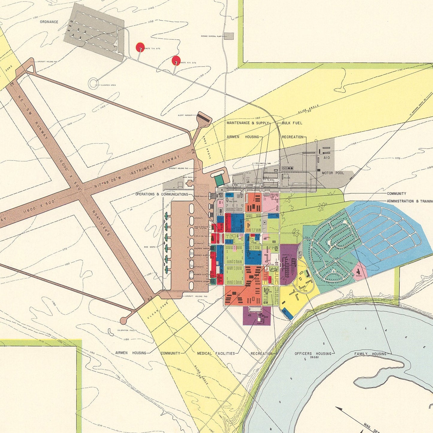 Vintage Map of Larson Air Force Base, Washington, 1951