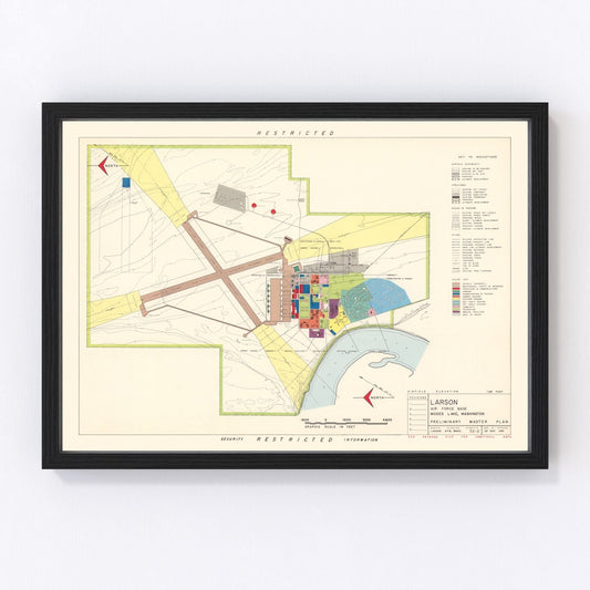 Vintage map of Moses Lake, Washington, home of Larson AFB, 1951