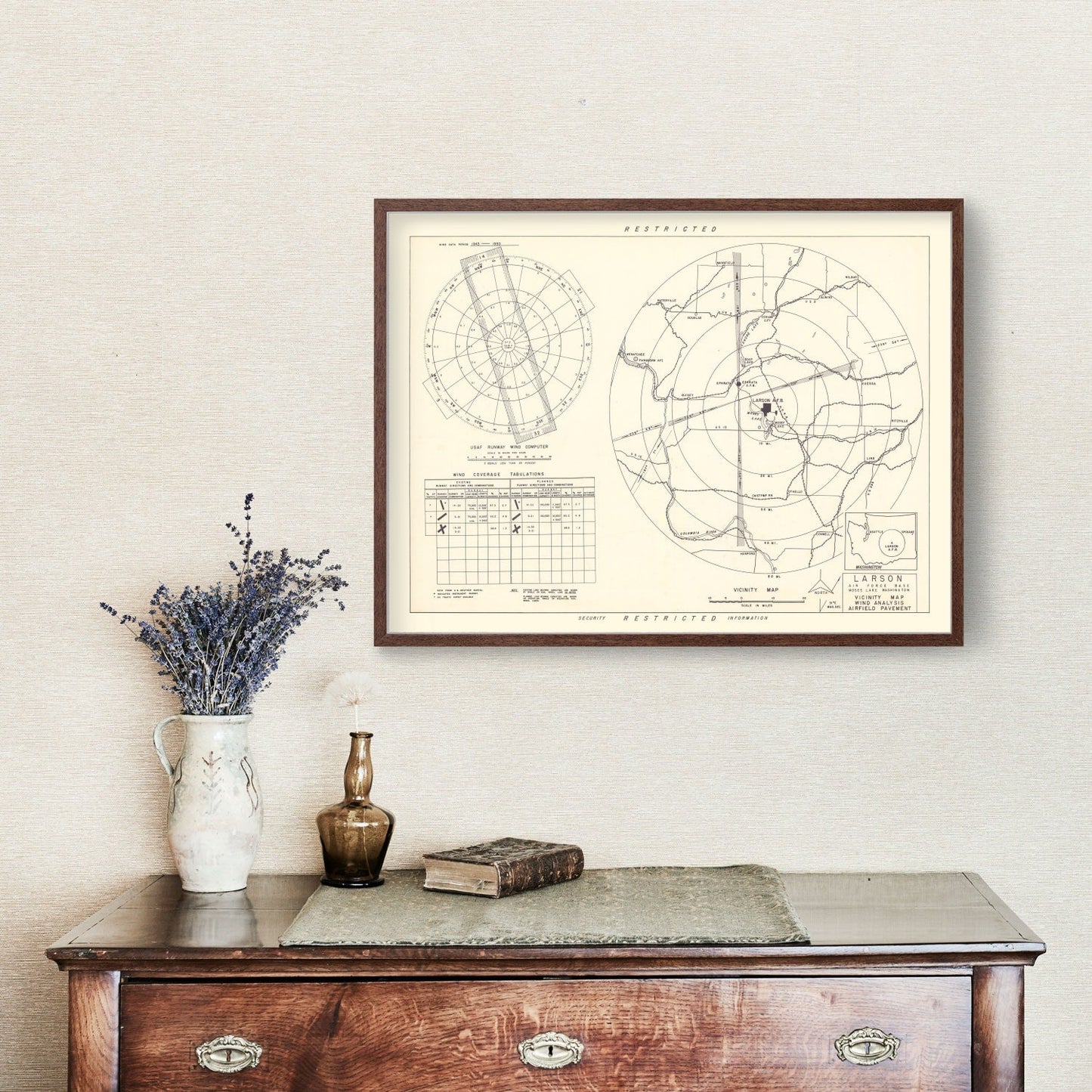 Vintage Map of Larson Air Force Base Vicinity, Washington, 1951