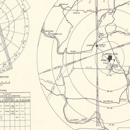 Vintage Map of Larson Air Force Base Vicinity, Washington, 1951
