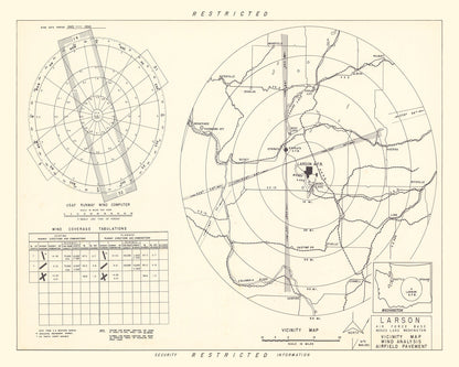 Vintage Map of Larson Air Force Base Vicinity, Washington, 1951
