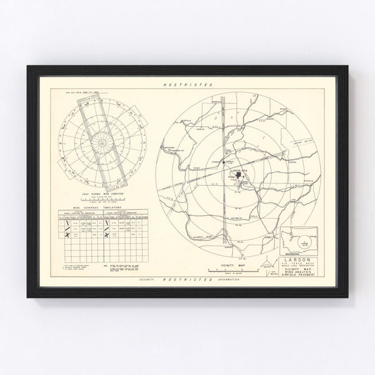 vintage map of Larson Air Force Base vicinity, Moses Lake, Washington, 1951