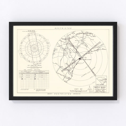 vintage map of Myrtle Beach Air Base vicinity, South Carolina, 1952