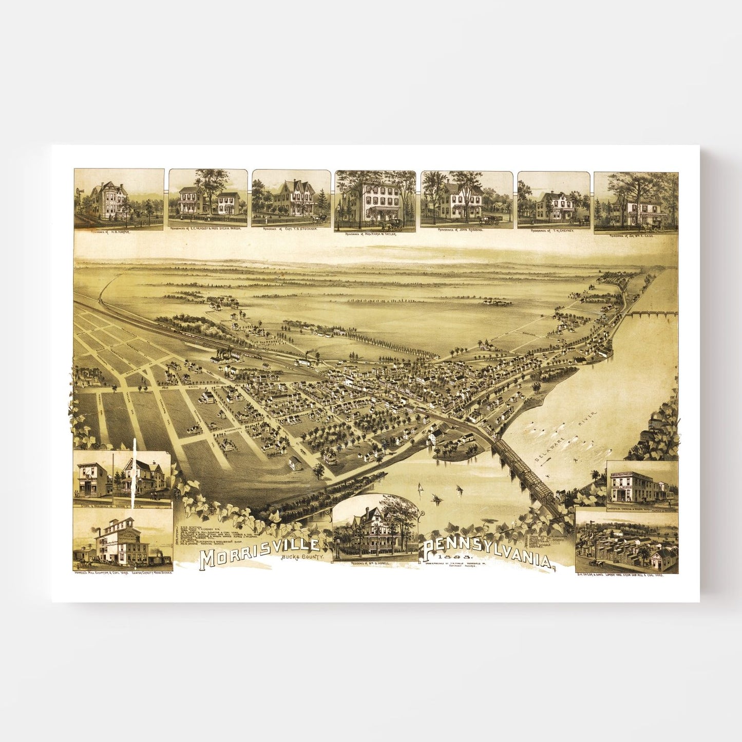 Vintage Map of Morrisville, Pennsylvania, 1893