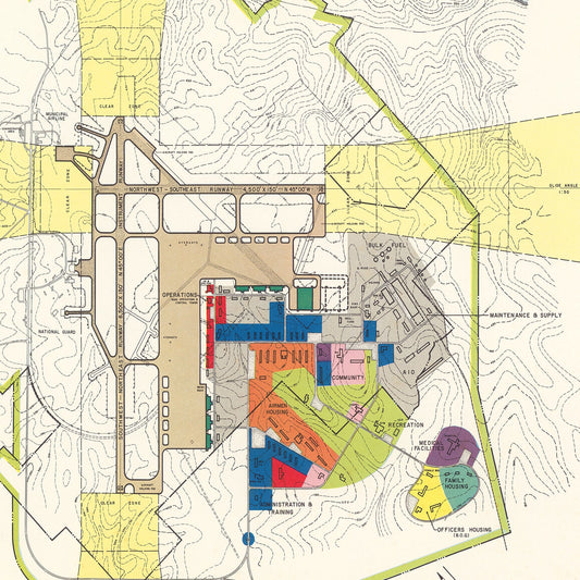 Vintage Map of Raleigh-Durham Municipal Airport, North Carolina, 1952