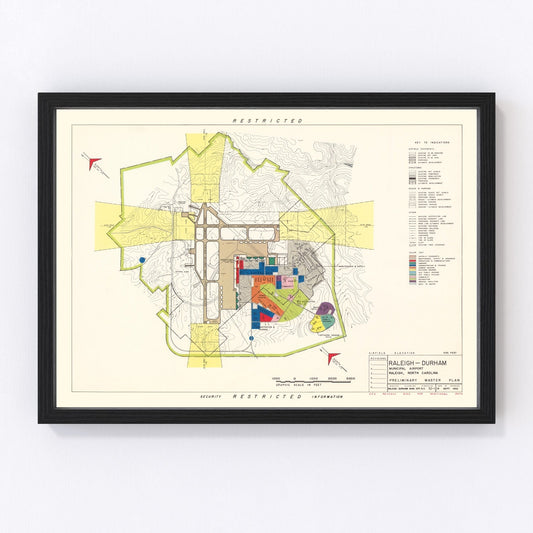 Vintage map of Raleigh-Durham Municipal Airport, 1952
