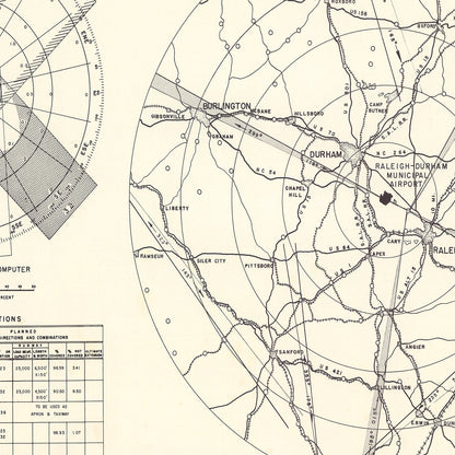 Vintage Map of Raleigh-Durham Municipal Airport, North Carolina, 1952