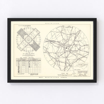 vintage map of Raleigh-Durham Municipal Airport vicinity, North Carolina, 1952
