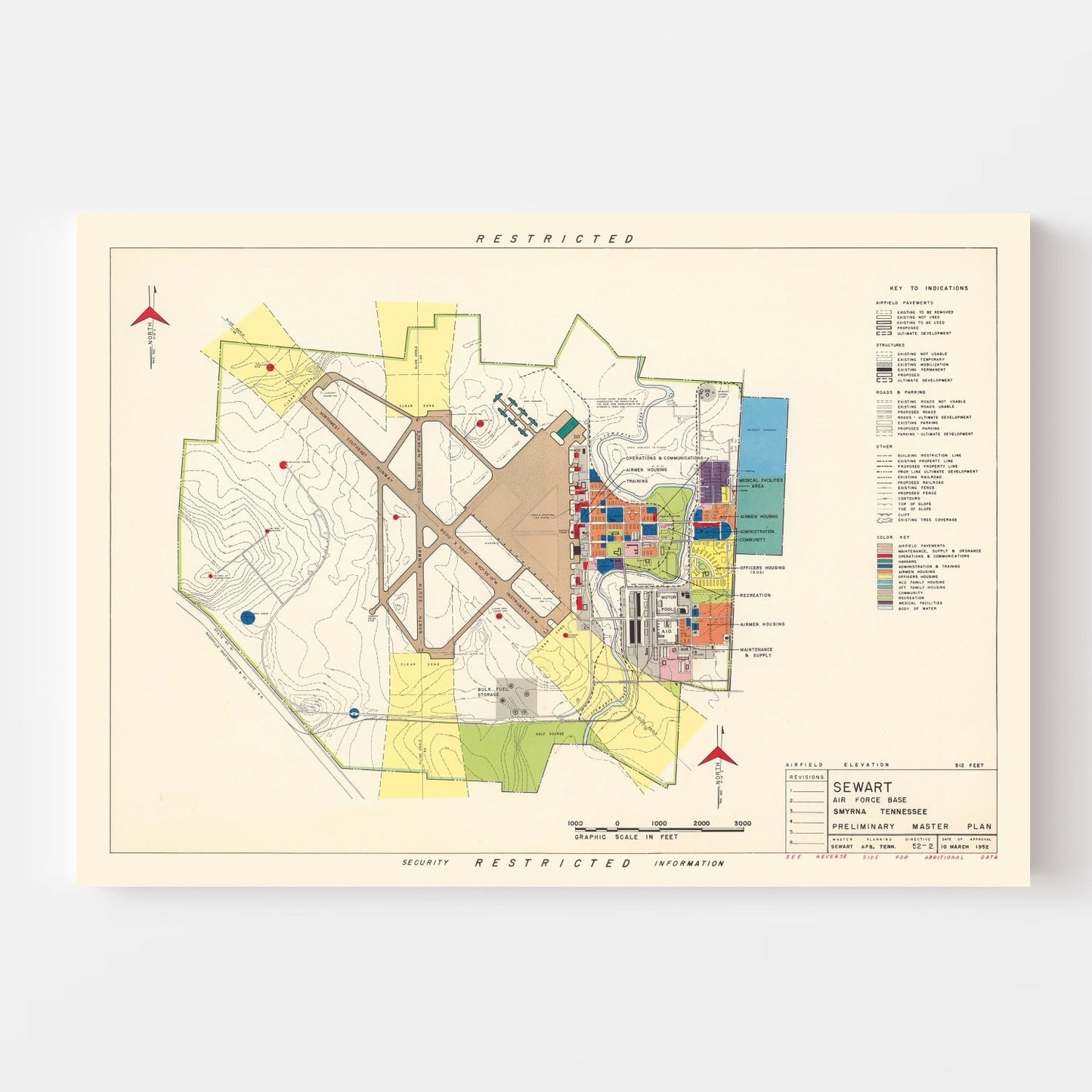Vintage Map of Smyrna, Tennessee, 1952 II