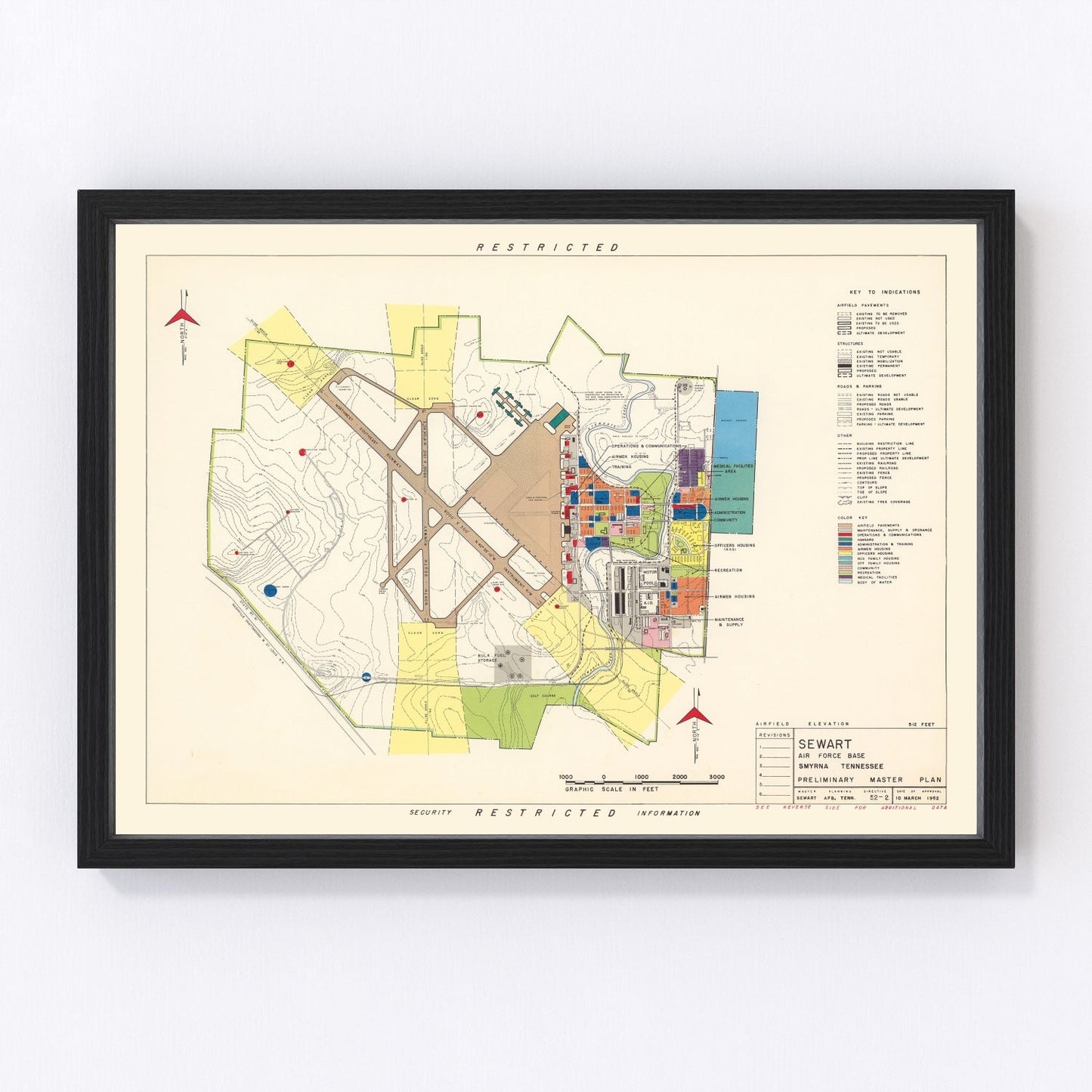 Vintage map of Smyrna, Tennessee, 1952