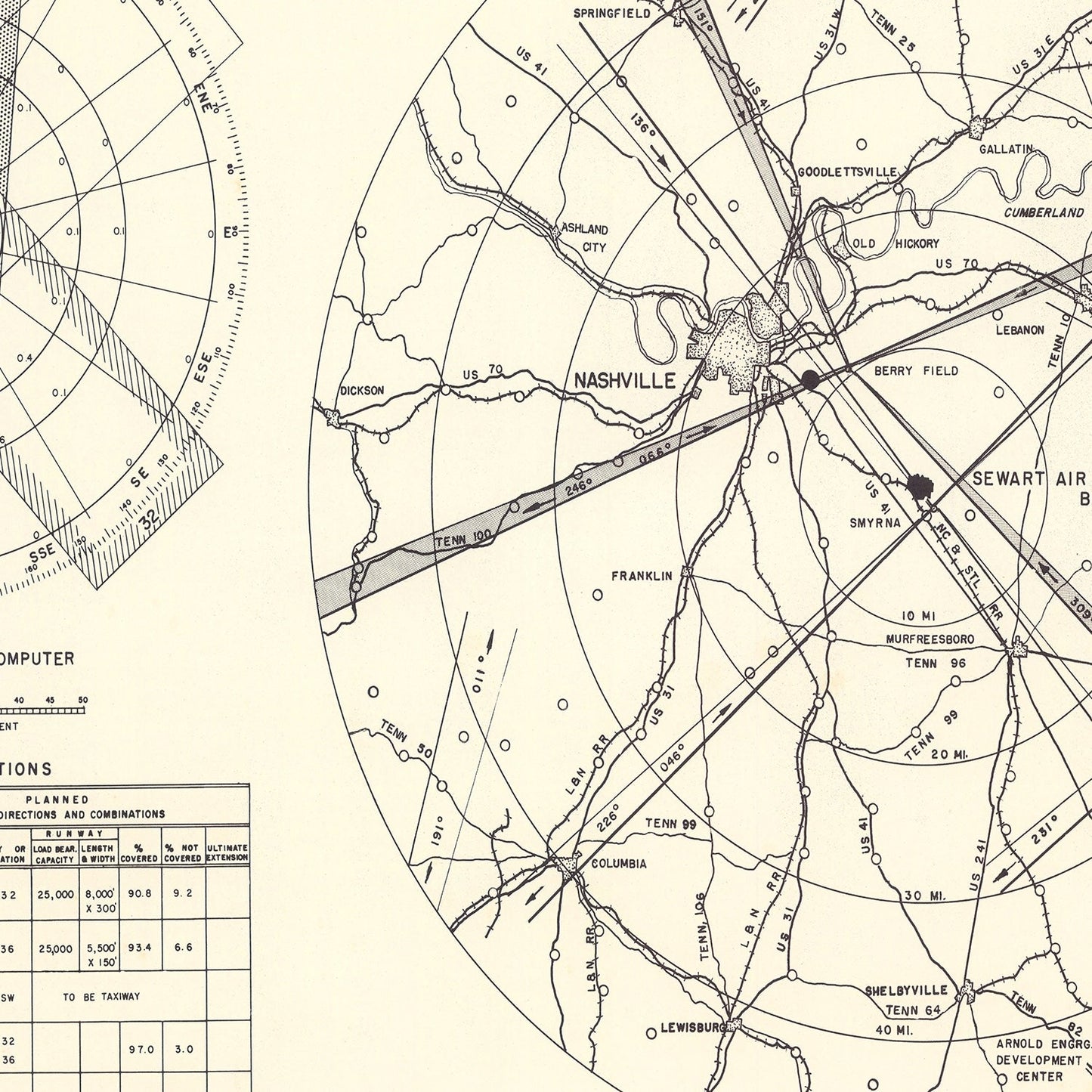 Vintage Map of Smyrna, Tennessee, 1952