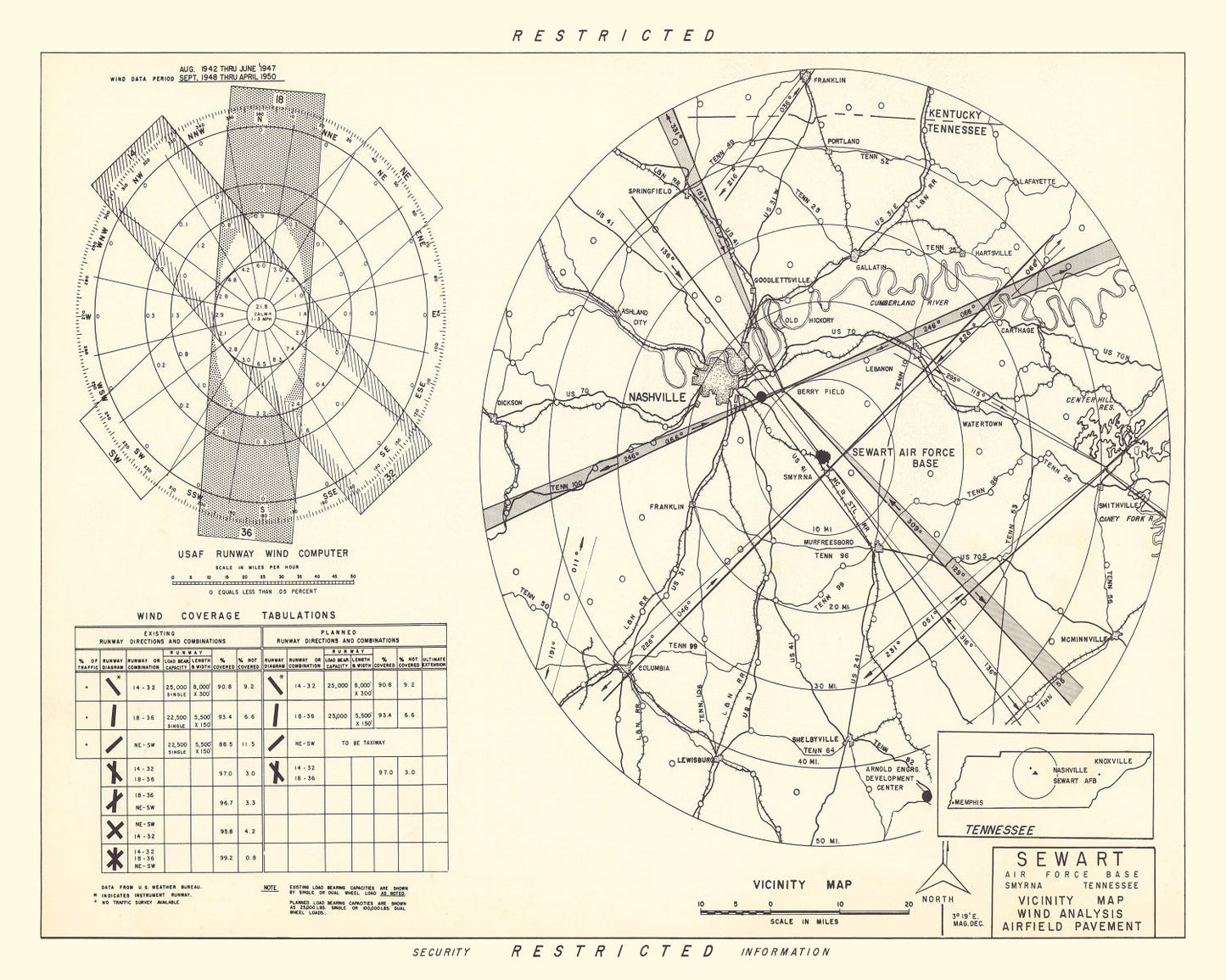 Vintage Map of Smyrna, Tennessee, 1952