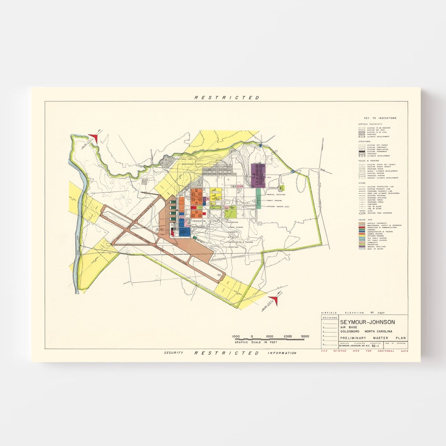 Vintage Map of Goldsboro, North Carolina, 1953 II