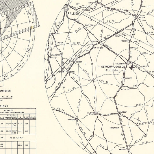 Vintage Map of Goldsboro, North Carolina, 1953