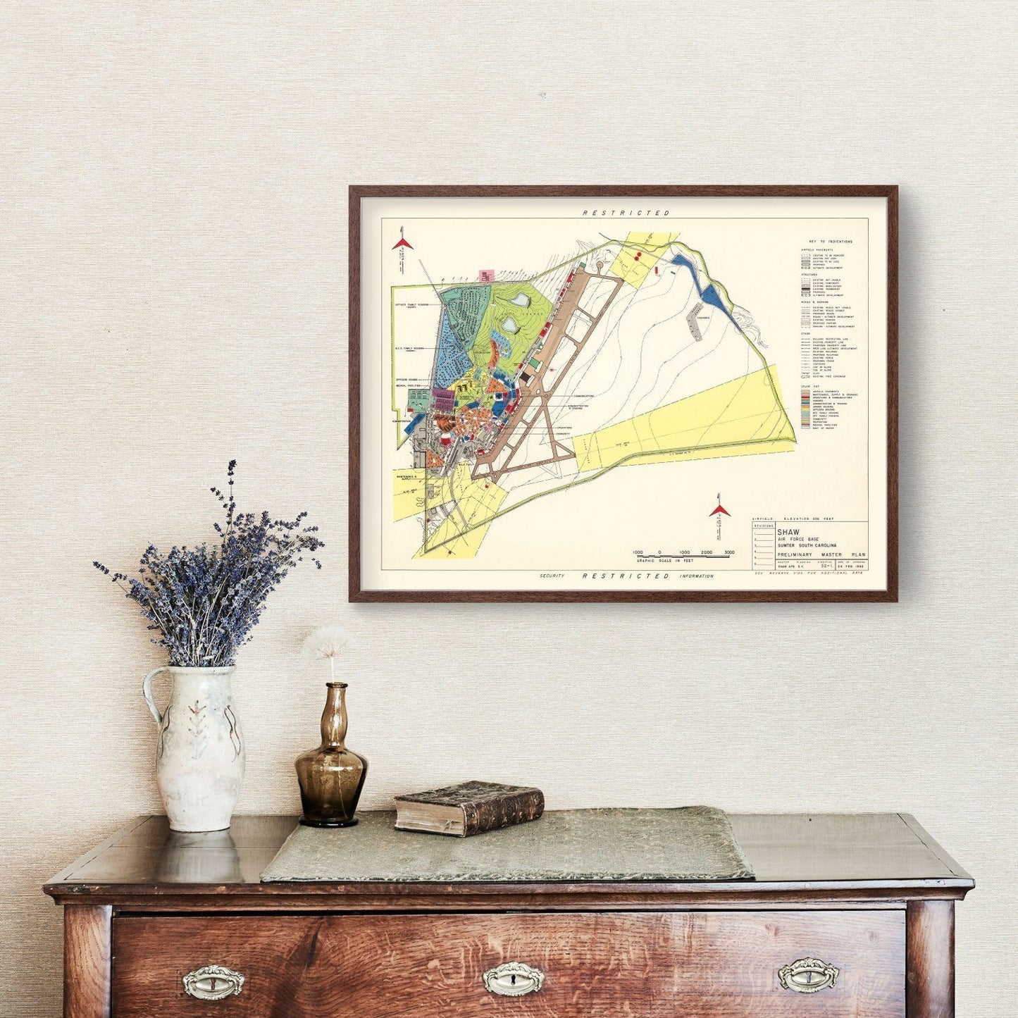 Vintage Map of Sumter, South Carolina, 1953