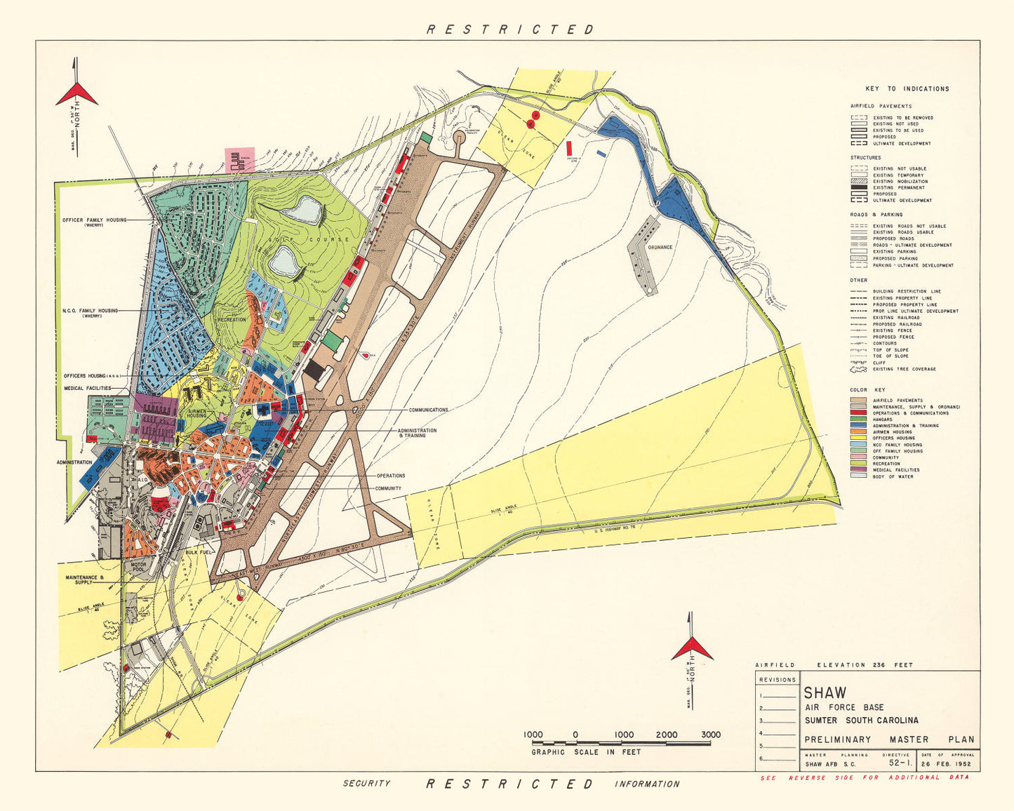 Vintage Map of Sumter, South Carolina, 1953